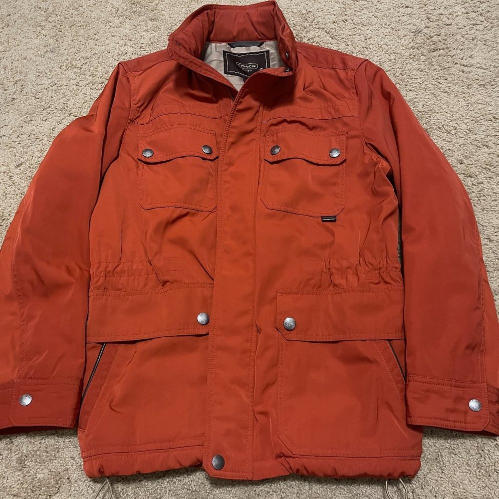 COACH men's Crimson Red Military Jacket, Medium